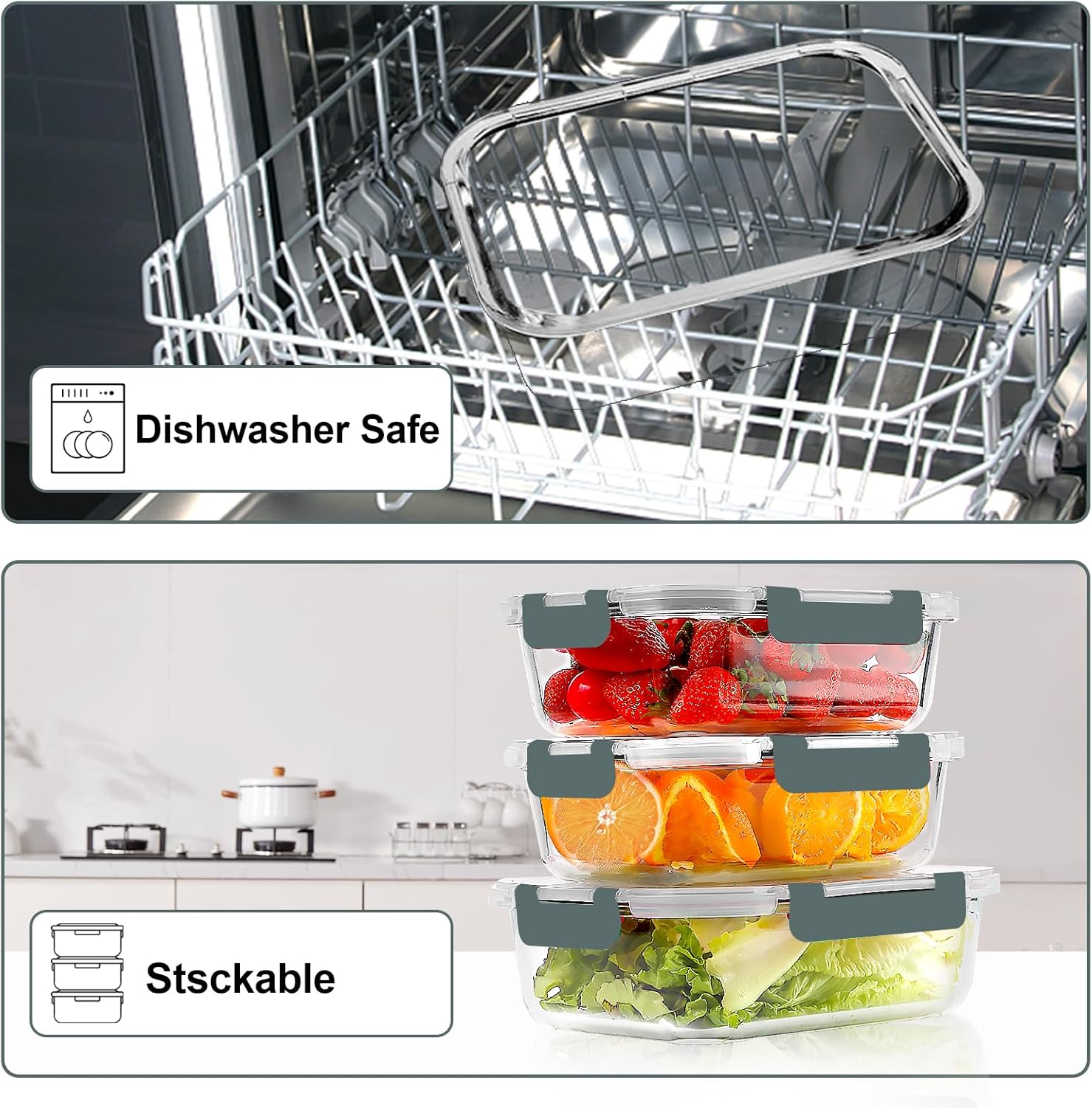 10-Pack Glass Lunch Containers Set