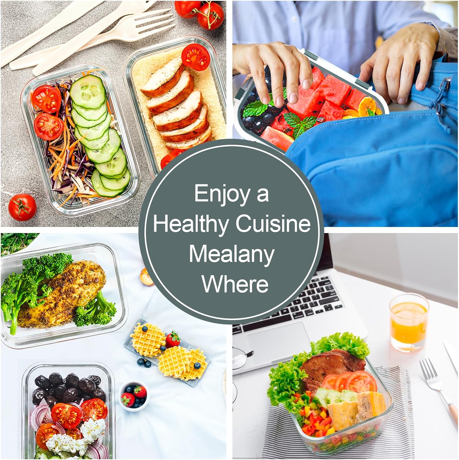 10-Pack Glass Lunch Containers Set