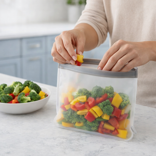 Reusable Food Storage Bags – 24 Pack, Leakproof & Freezer Safe
